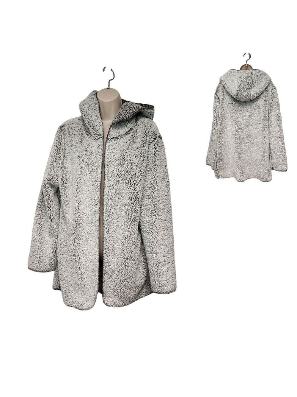 Victoria's Secret Fleece Gray Open Hooded Jacket Size M/L